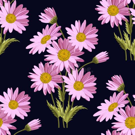 seamless pattern  daisy flowers stock vector illustration