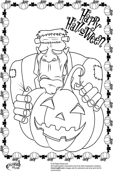 frankenstein halloween coloring pages team colors