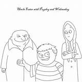 Wednesday Uncle Addams Coloring Family Pages Pugsley Fester Color Print Kids Template Loves Playing Always Their sketch template