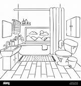 Bathroom Coloring Kids Drawn Hand Adult Vector Illustration Element Alamy Book sketch template