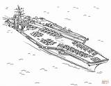 Nimitz Carrier Kleurplaat Battleship Colorear Submarine Oorlogsschip Kleurplaten Kolorowanka Guerre Panzer Stampare Marina sketch template