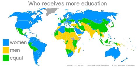 Map Which Sex Receives More Education Worldwide A