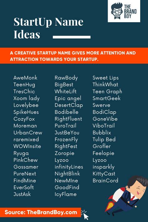 catchy startup  ideas thebrandboycom creative business names list cute business