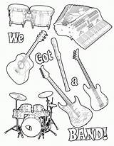 Coloring Music Printable Pages Musical Instruments Band Guitar Rock Themed Instrument Notes Print Color Violin Sheet Preschoolers Clipart Preschool Getcolorings sketch template