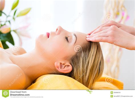 Wellness Woman Getting Head Massage In Spa Royalty Free