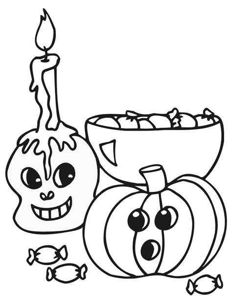 halloween coloring page   skull pumpkin  candy halloween