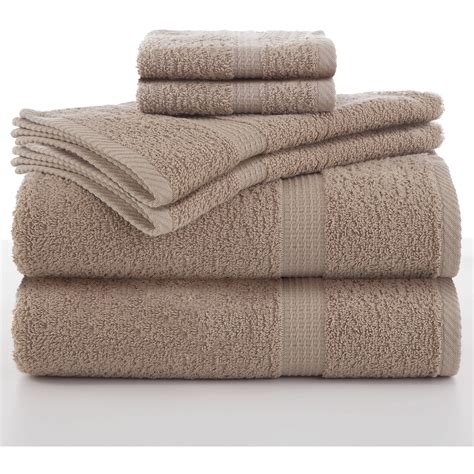 utica utica essentials  piece cotton bath towel set beige walmartcom