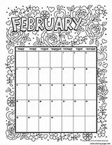 Calendar Coloring February Pages Printable Kids Flower Theme 2021 Feb Print Calender Monthly Template Months Sheets Jr Printables Woojr Activities sketch template