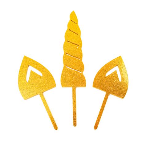 acrylic cake topper unicorn horn ears gold  famous arthur