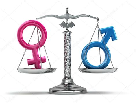 Gender Equality Concept Male And Female Signs On The Scales Iso Stock