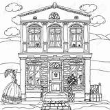 Victorian Coloring Pages Houses House Drawing Comments Line sketch template
