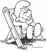 Smurf Clumsy Coloring Smurfs Colouring Resting Chair Popular sketch template
