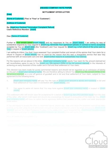 prejudice settlement letter template