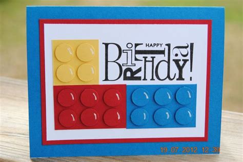 lego birthday card printable  handcrafted kids building block style