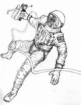 Astronaut Drawing Simple Space Getdrawings sketch template