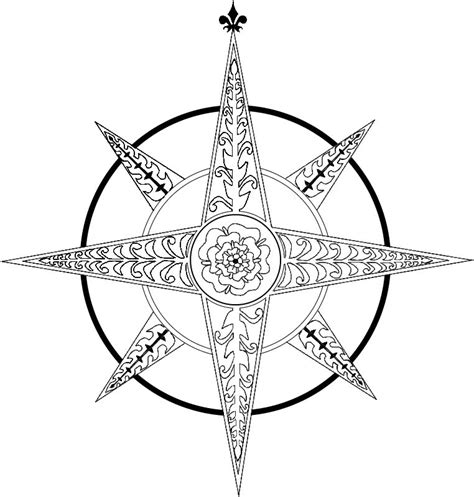 compass rose coloring page clipart