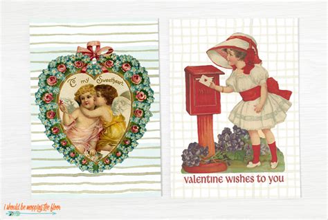 printable vintage valentine cards    mopping  floor