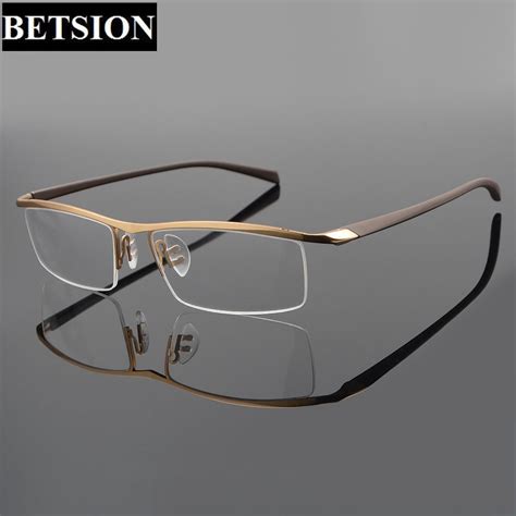 men luxury pure titanium eyeglass frames glasses half rimless