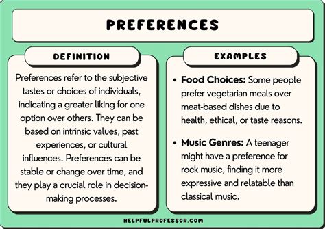 preferences examples
