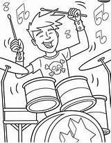 Coloring Pages Band Boy Rock Roll Drum Drummer Set Color Kids Play Hiking Showtime Drawing Drumset Drums Playing Printable Star sketch template