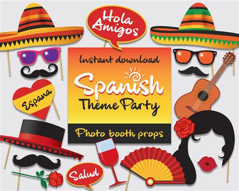 spanish photo booth props spanish themed party props etsy