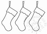 Christmas Stockings Printable Three Simple Coloring sketch template