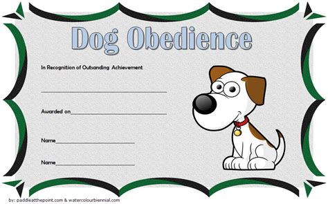 dog obedience certificate templates     fresh