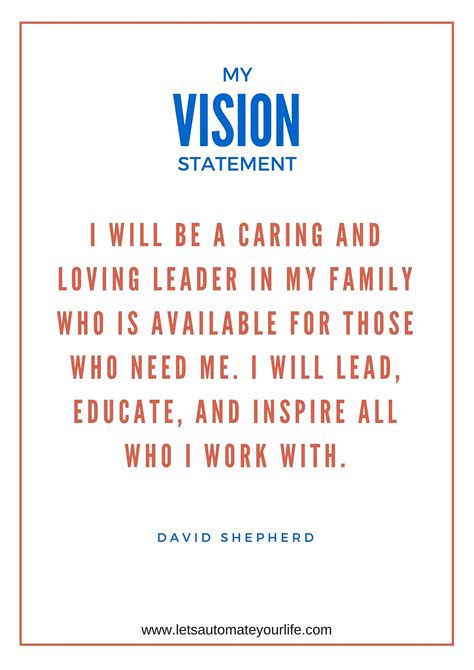 create  vision statement  success david shepherd medium