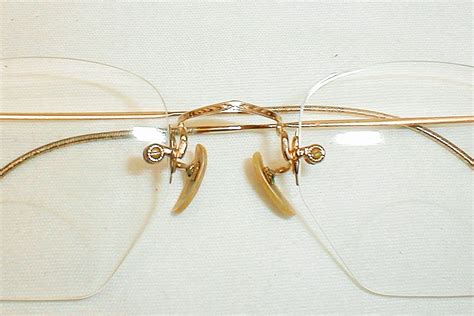 Antique Gold Silver Spectacles 12k Shuron Rimless Iv