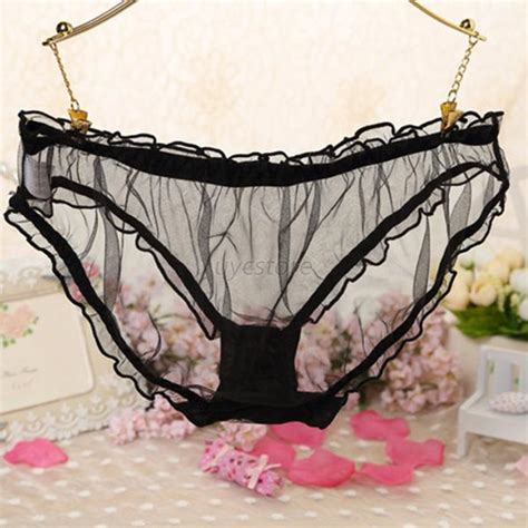 New Women S Ladies Sexy Ruffled See Through Colorful Panties Briefs