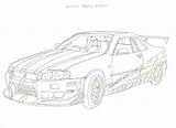 R34 Gtr Furious R32 Coloriage Nisan Supra sketch template