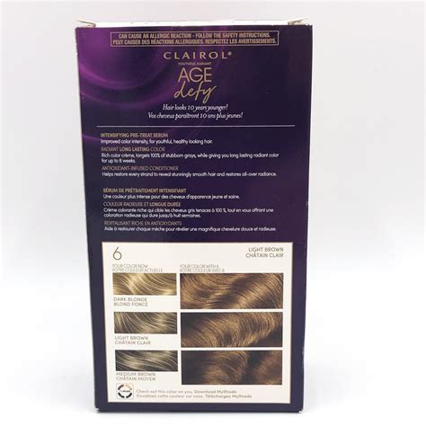 Clairol Age Defy Hair Color Kit 6 Light Brown