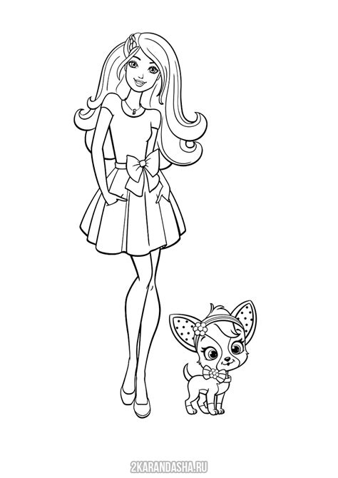 barbie dog coloring page