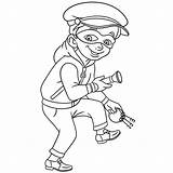 Thief Burglar Malvorlage Polizei Flashlight Piratenschiff Ausmalbilder sketch template