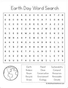 earth day word search printable packet  kids includes  versions