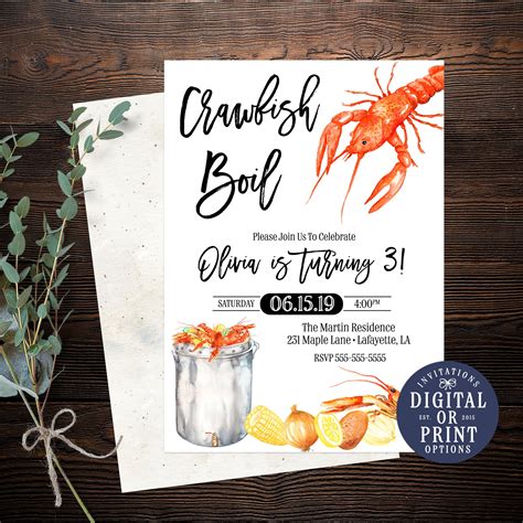 crawfish boil invitations  printable