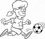 Girl Soccer Playing Cartoon Drawing Vector Illustration Getdrawings Pencil Holding Shutterstock Paper Stock sketch template
