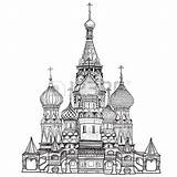 Cathedral Basil Moscou Russie Basile Catedral Basilio Roja Isolement Basilius Kathedrale Rusia Moscu Basils Kreml Russland Droits Cityscape Epingle Basilique sketch template