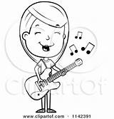 Guitar Girl Playing Teenage Clipart Cartoon Adolescent Coloring Thoman Cory Vector Outlined Teenagers Royalty Small sketch template