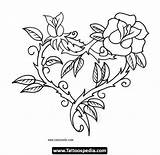 Vines Roses Rose Tattoo Drawing Drawings Tattoos Designs Flower Printable Getdrawings Heart Ivy Choose Board sketch template