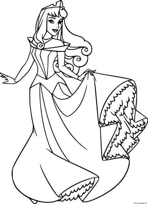 attractive princess aurora disney princess coloring page printable