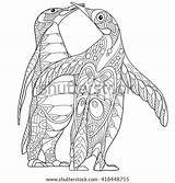 Publix Penguins Zentangle Stylized Emperor sketch template