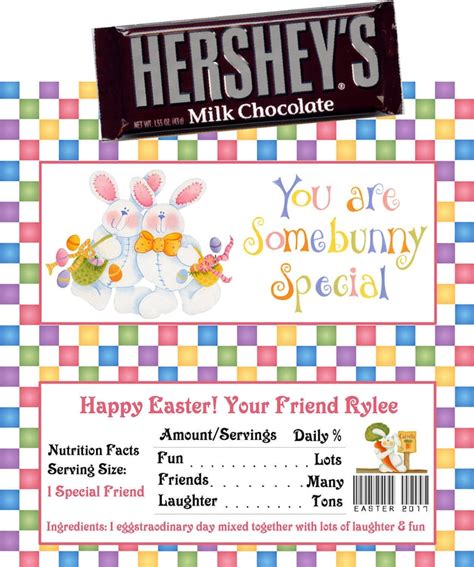 printable easter candy bar wrappers  oz hersheys etsy