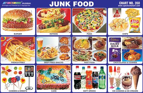 junk food chart  rs piece teaching charts  mumbai id