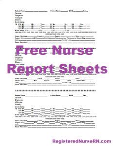 nursing report sheet template nurse report sheet nursing notes