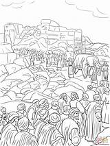 Coloring Jericho Joshua Pages Capture Battle Walls Printable Jordan River Crossing Wall Israelites Color Bible Cross Clipart Para Library Colorear sketch template