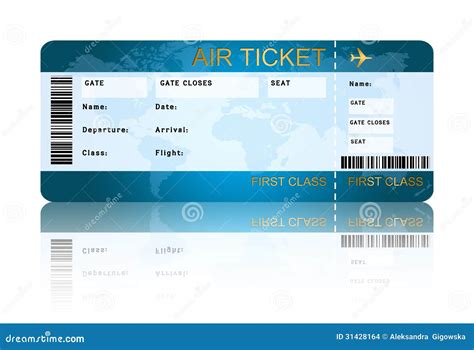 Airline Boarding Pass Ticket Isolated Over White Stock Illustration
