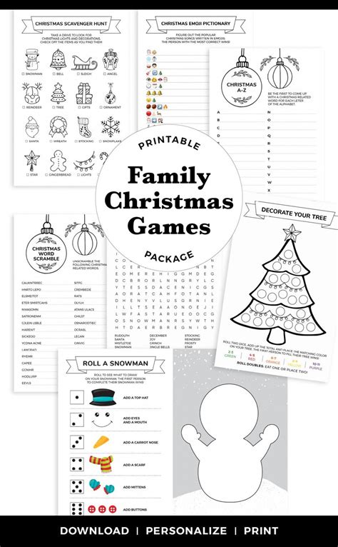 printable family christmas games package christmas games  family