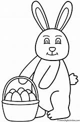 Easter Bunny Coloring Basket Eggs Pages Holding Egg Bunnies Happy Comments sketch template