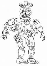 Coloring Fnaf Freddy Nights Nightmare Pages Freddys Printable Golden Toy Withered Kids Chica sketch template
